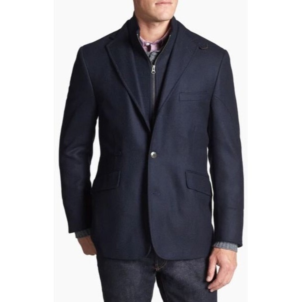 Kroon Ritchie Navy Hybrid Sport Coat Blue Blazer‎ Wool Cashmere W33070 46R $425